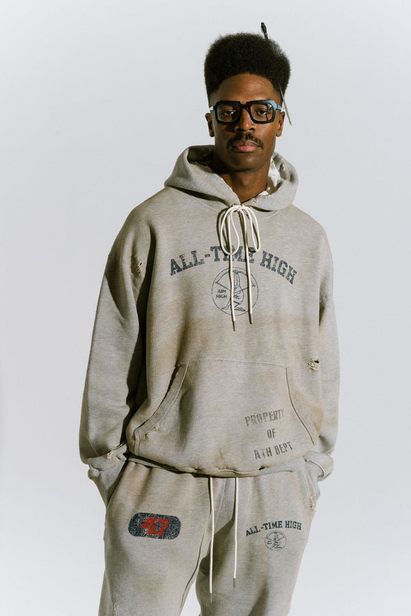 Aim High Fleece Pullover Hoodie - Heather Grey