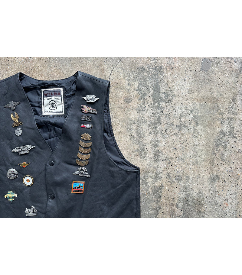 90's Vintage Leather Bike Vest T-Shirt