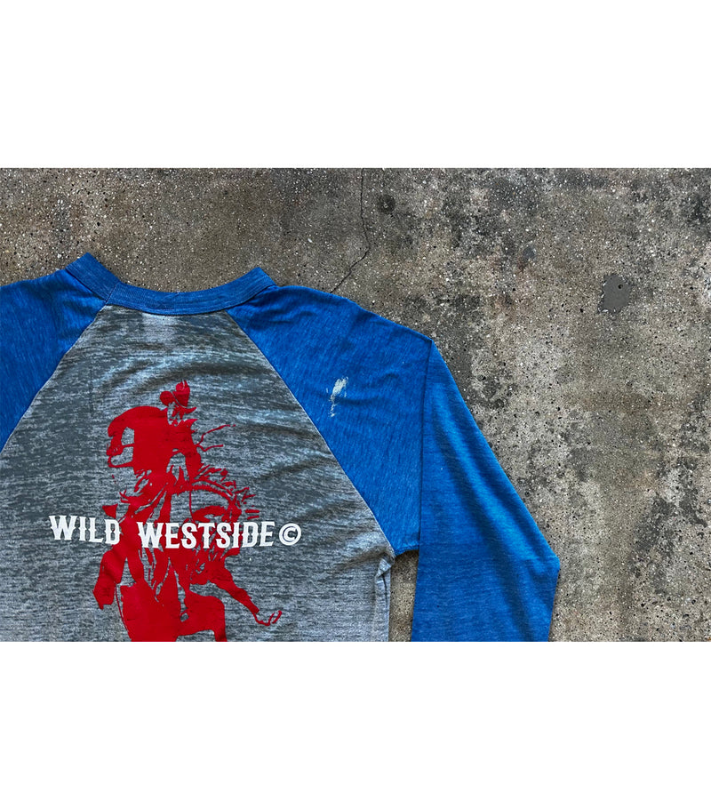 Wild Westside Baseball Tee - Logo / Horse (Blue/Grey)