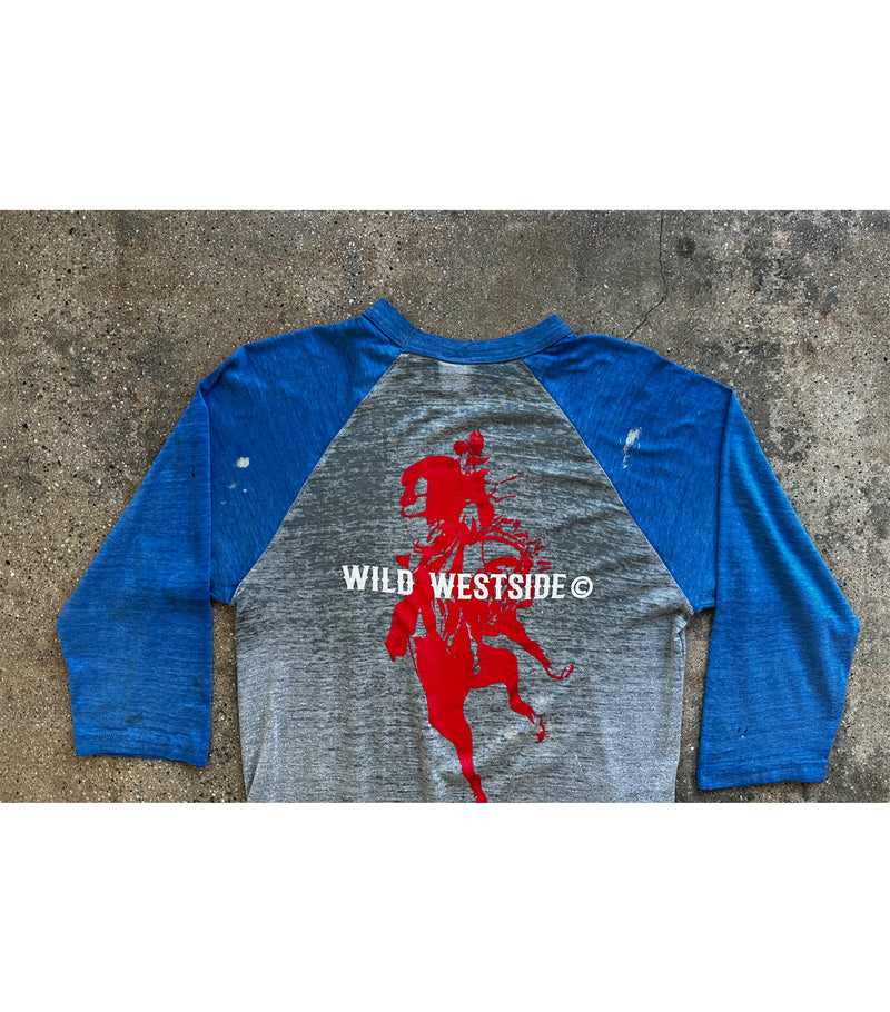 Wild Westside Baseball Tee - Logo / Horse (Blue/Grey)