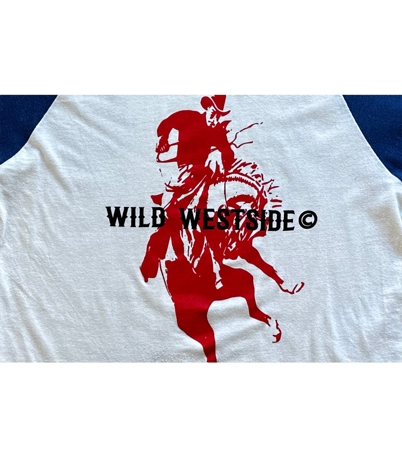 Wild Westside Baseball Tee - Logo / Horse (Blue/White)