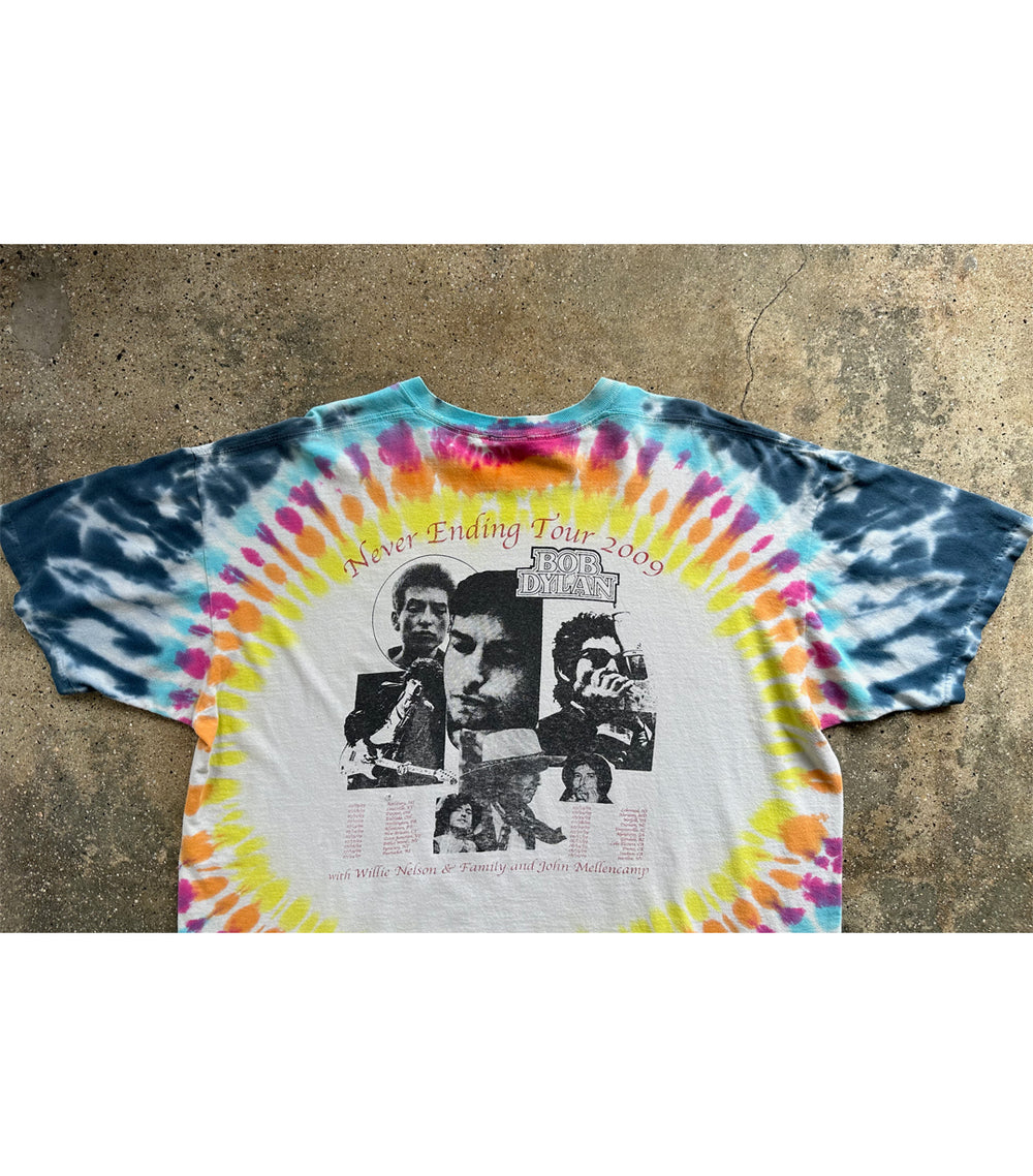 Vintage 1990s BOB DYLAN Never Ending 1997 Tour Tie hot Dye Crewneck T-SHIRT