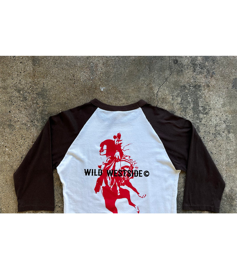 Wild Westside Baseball Tee - Logo / Horse (Brown/White)