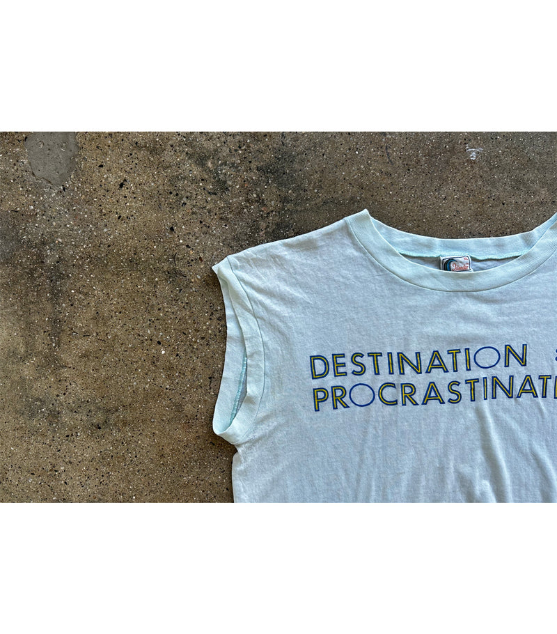 90's Vintage Destination Procrastination Sleeveless T-Shirt