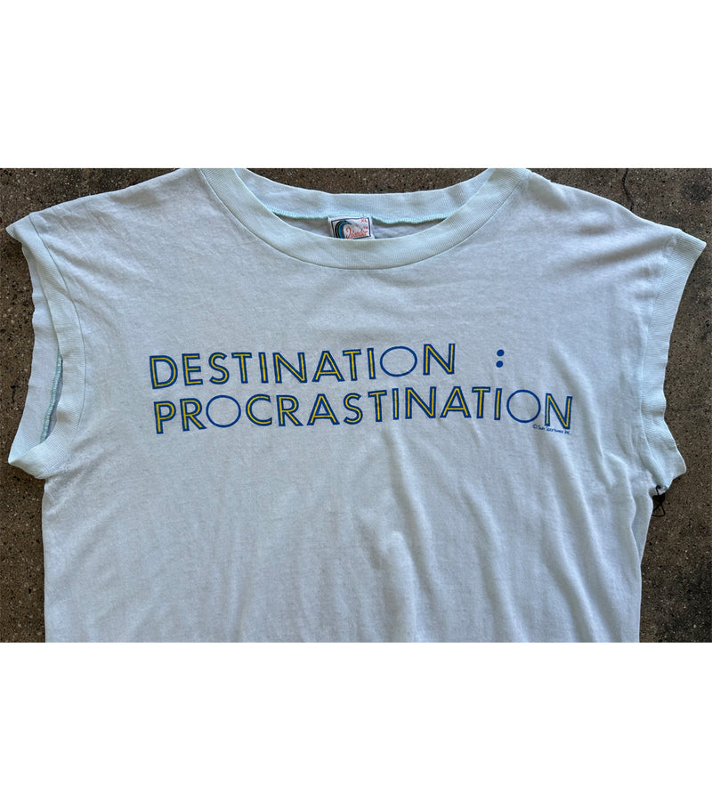 90's Vintage Destination Procrastination Sleeveless T-Shirt