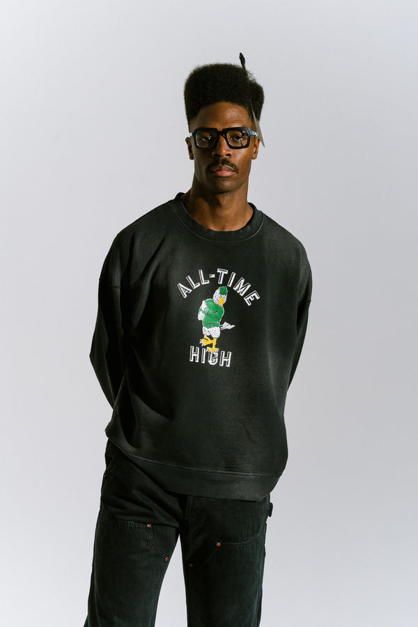 Flocked Eagle Crewneck - Vintage Black