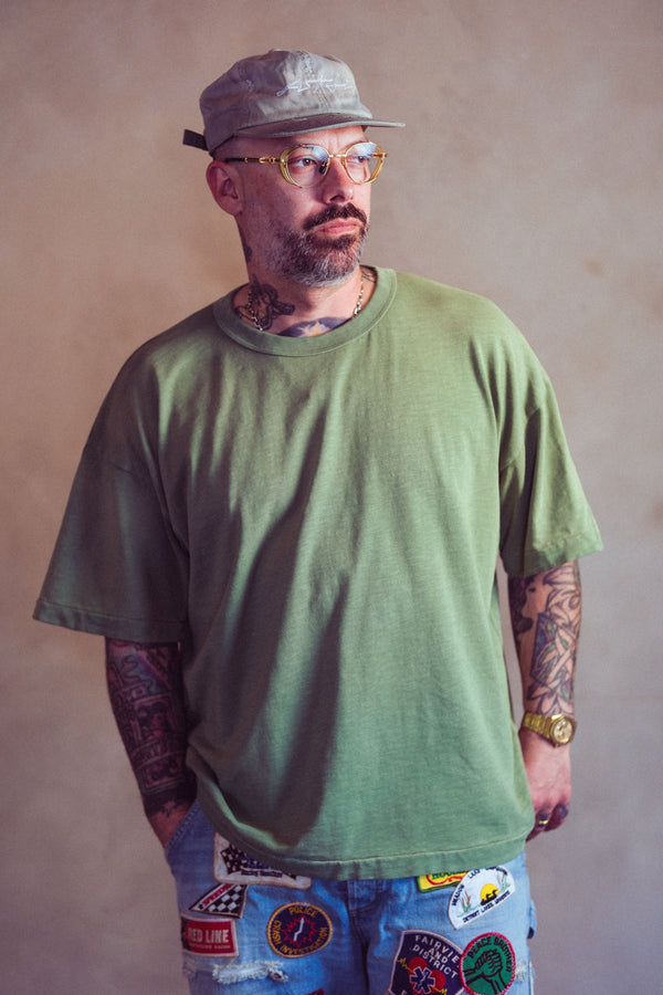 Organic Slub Knit Tee - Vintage Moss Green