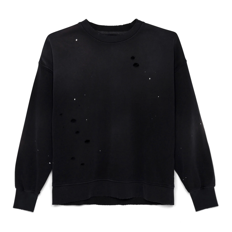 Painted French Terry Darted Crewneck - Vintage Black