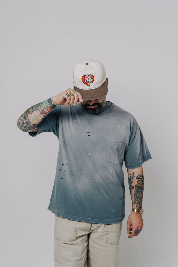 Painted Single Stitch Pocket Tee - Vintage Cadet Grey