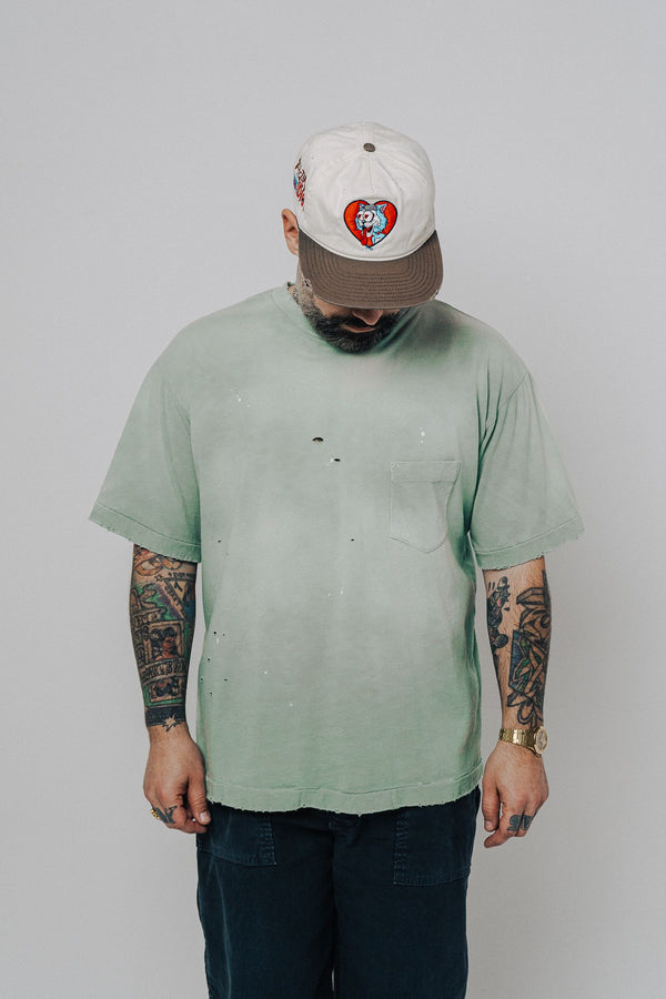 Painted Single Stitch Pocket Tee - Vintage Spearmint