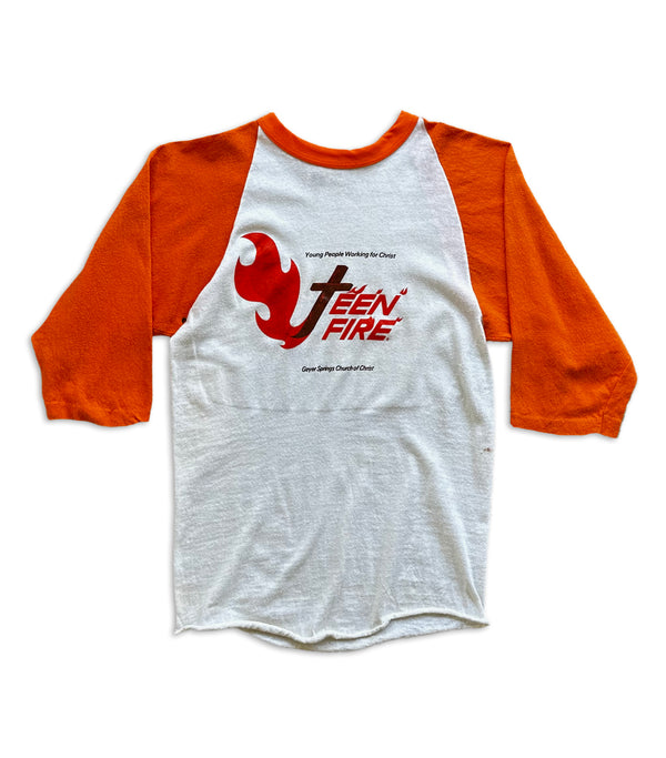 90's Vintage Teen Fire Raglan T-Shirt