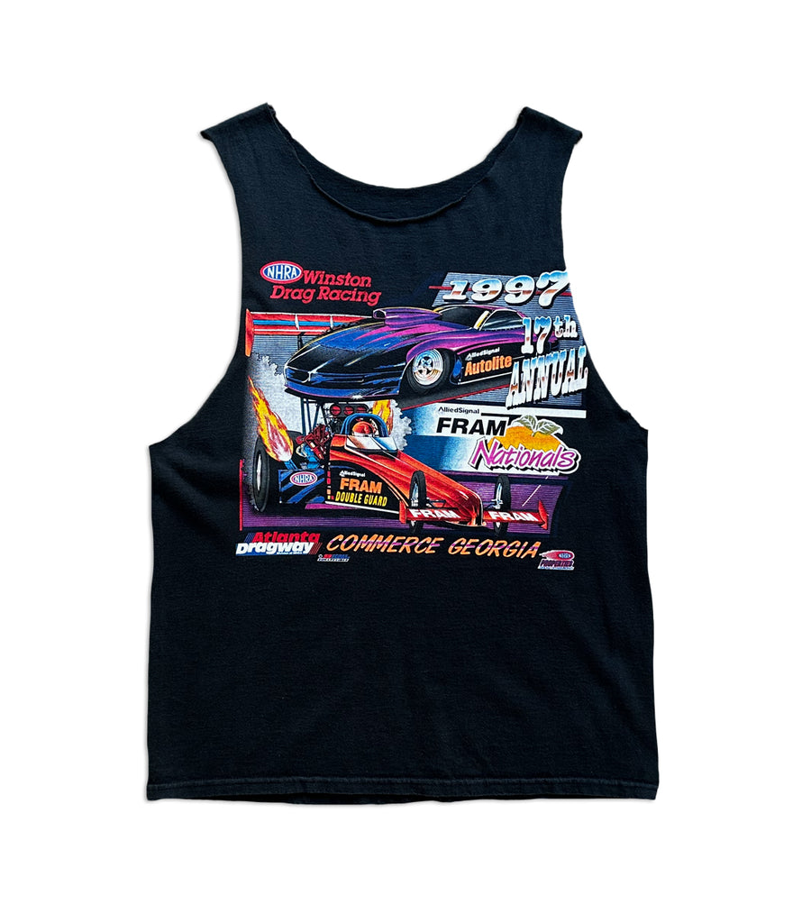 ★2024SS新作★RONRON★SHIRRING FLOWER SLEEVELESS T SHIRT 1997 Vintage Winston Drag Racing - 17th Annual Sleeveless T